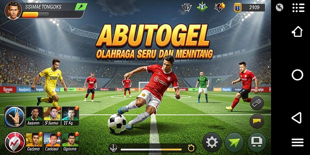 Tampilan utama gameplay ABUTOGEL dengan aksi olahraga yang seru.
