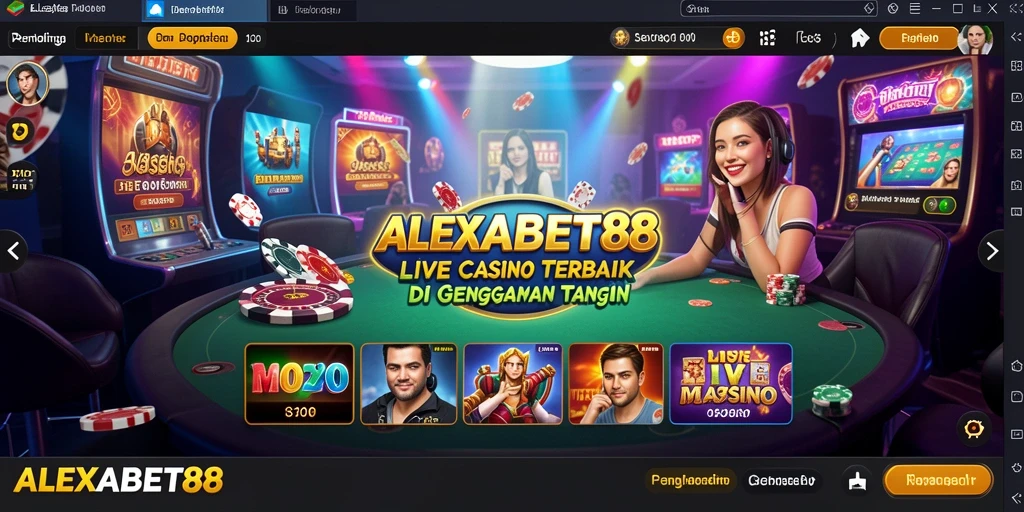 Screenshot gameplay ALEXABET88 menampilkan suasana Live Casino yang mendebarkan.