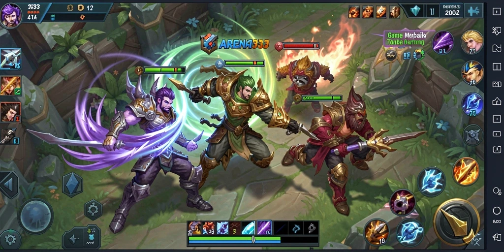 Screenshot menunjukkan pertarungan seru di dalam ARENA333 dengan grafis yang mengagumkan.