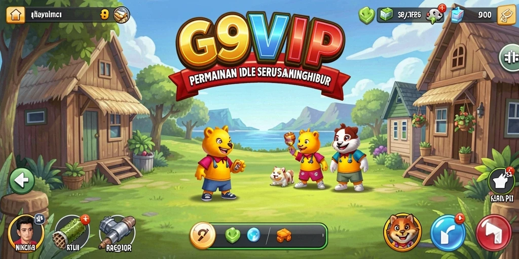Tampilan gameplay G9VIP dengan karakter dan sumber daya yang menarik.