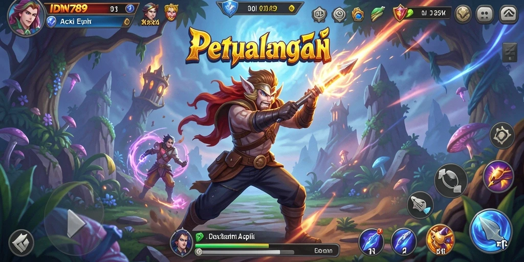Screenshot utama IDN789 menampilkan aksi seru dalam pertarungan ARPG.