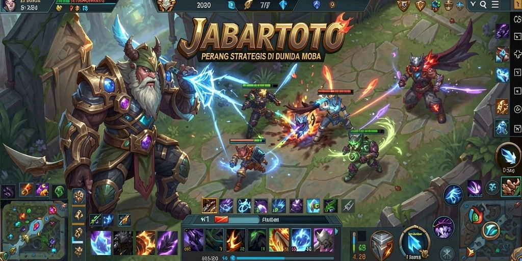 Gameplay seru di JABARTOTO yang menampilkan pertarungan MOBA.