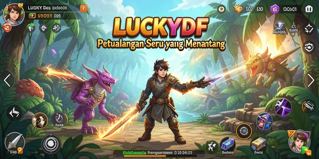 Tampilan gameplay LUCKYDF yang seru dan penuh aksi petualangan.