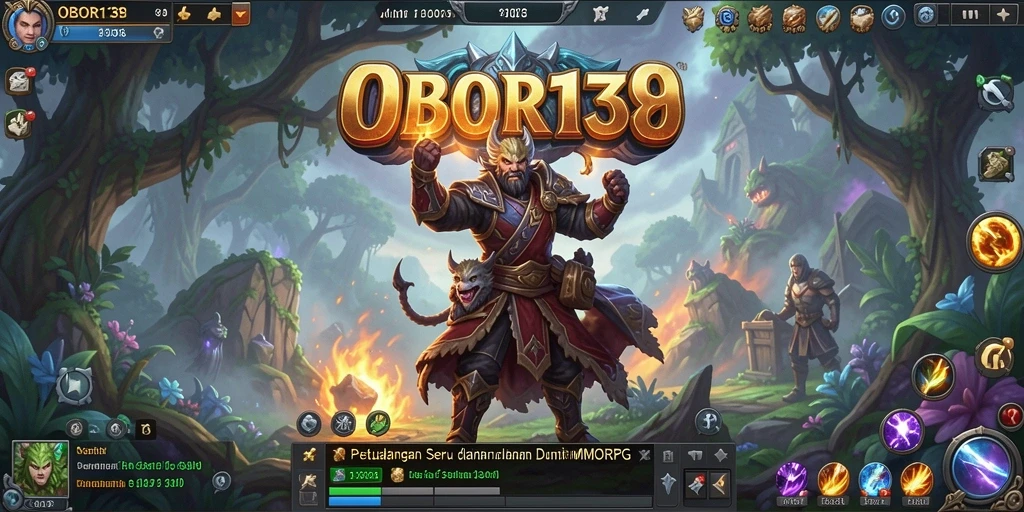 Screenshot gameplay OBOR138 menampilkan pertarungan mendebarkan di dunia fantasi.