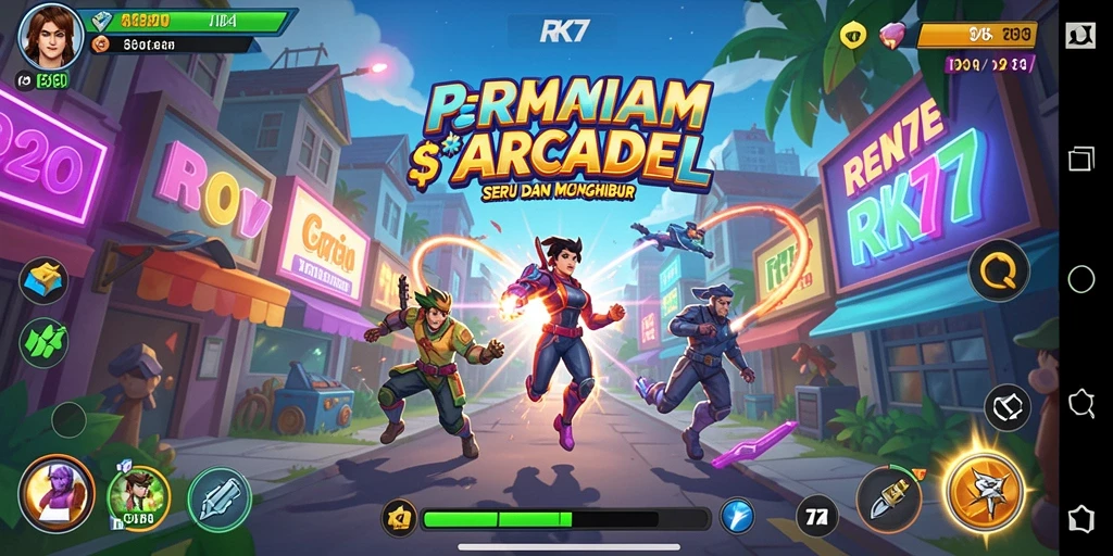 Screenshot gameplay RK77 yang menampilkan aksi seru dan tantangan arcade.