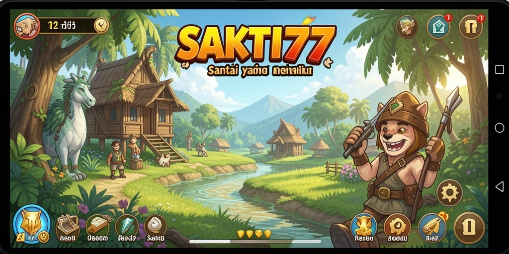 Tampilan gameplay SAKTI77 yang ceria dan penuh tantangan.
