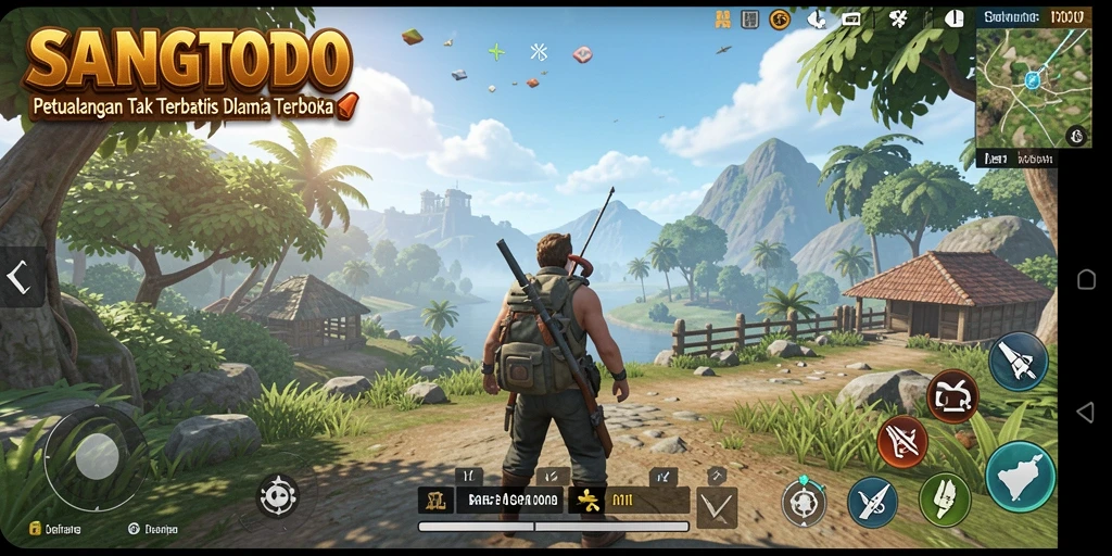 Screenshot gameplay SANGTOTO menampilkan aksi seru di dunia terbuka.
