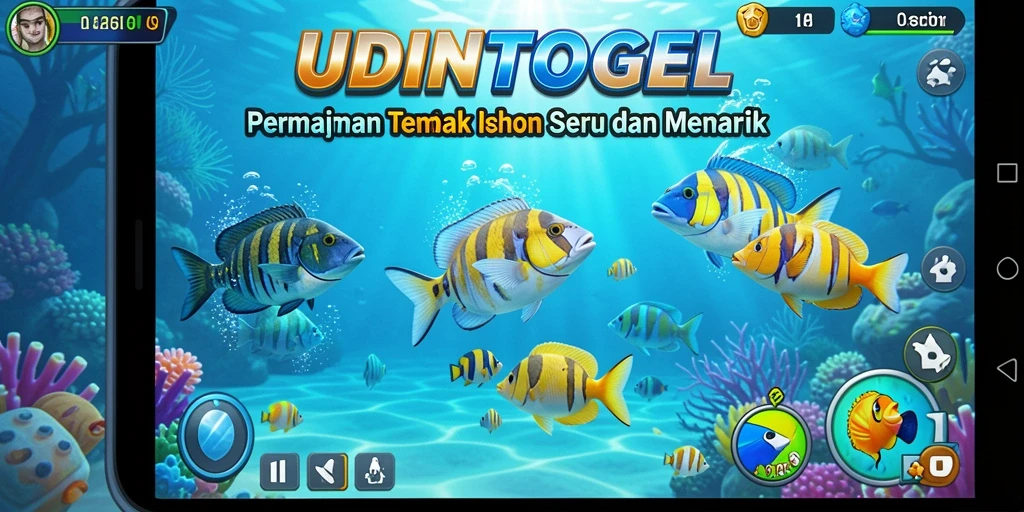 Tampilan gameplay seru saat menembak ikan di UDINTOGEL.